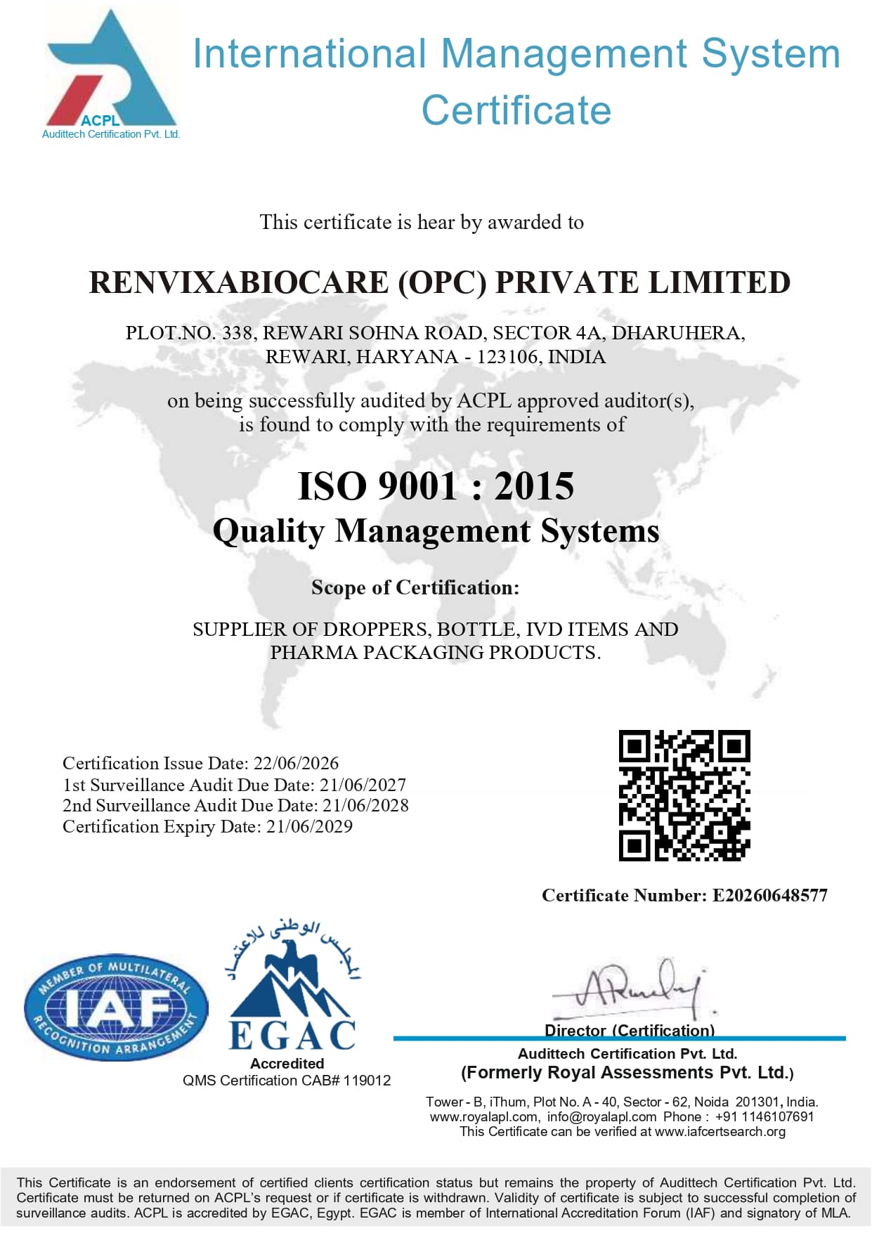 Renvixabiocare certificate